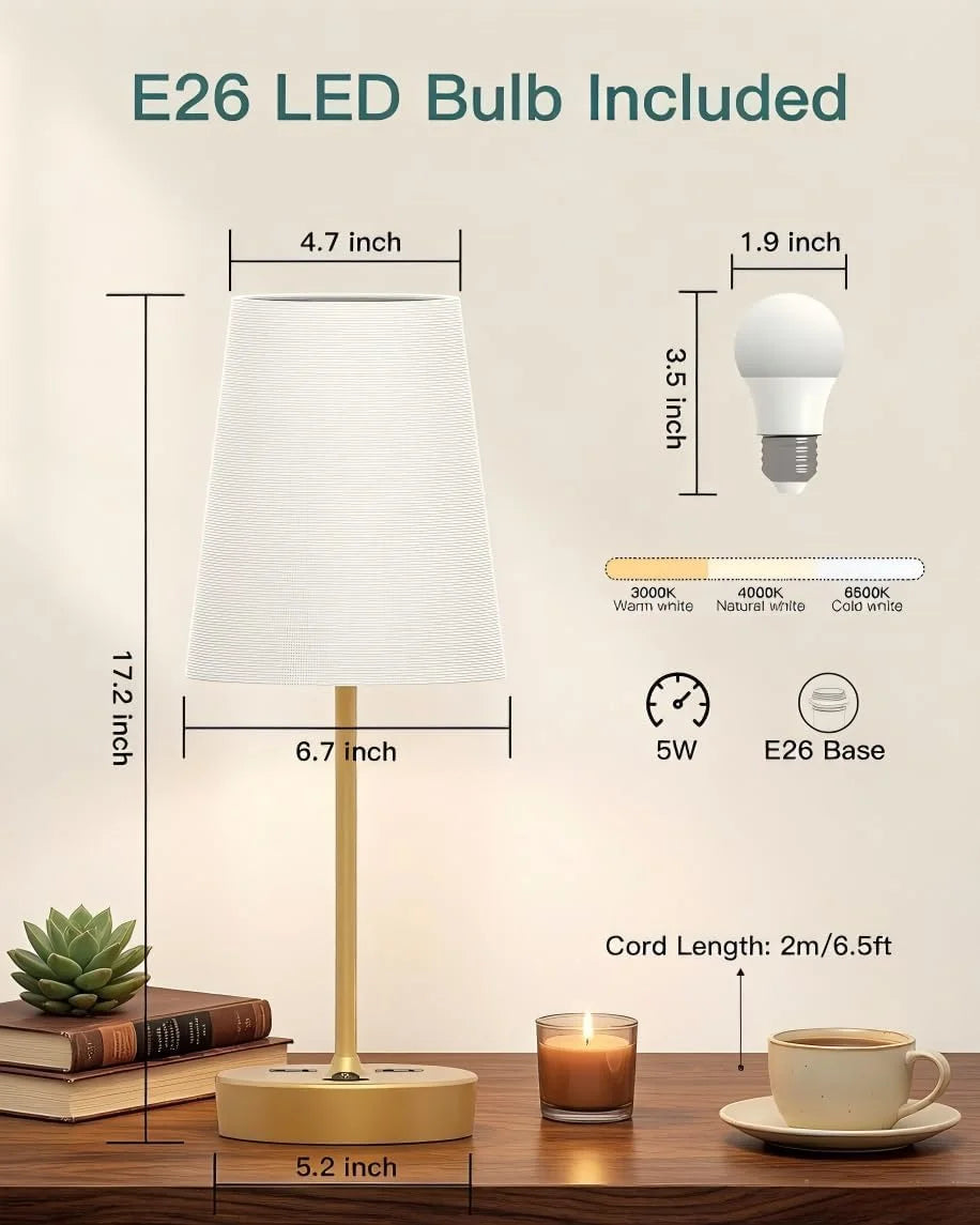 Addtam Bedroom Table Lamp, Dimmable bifanuoyard - Image 5