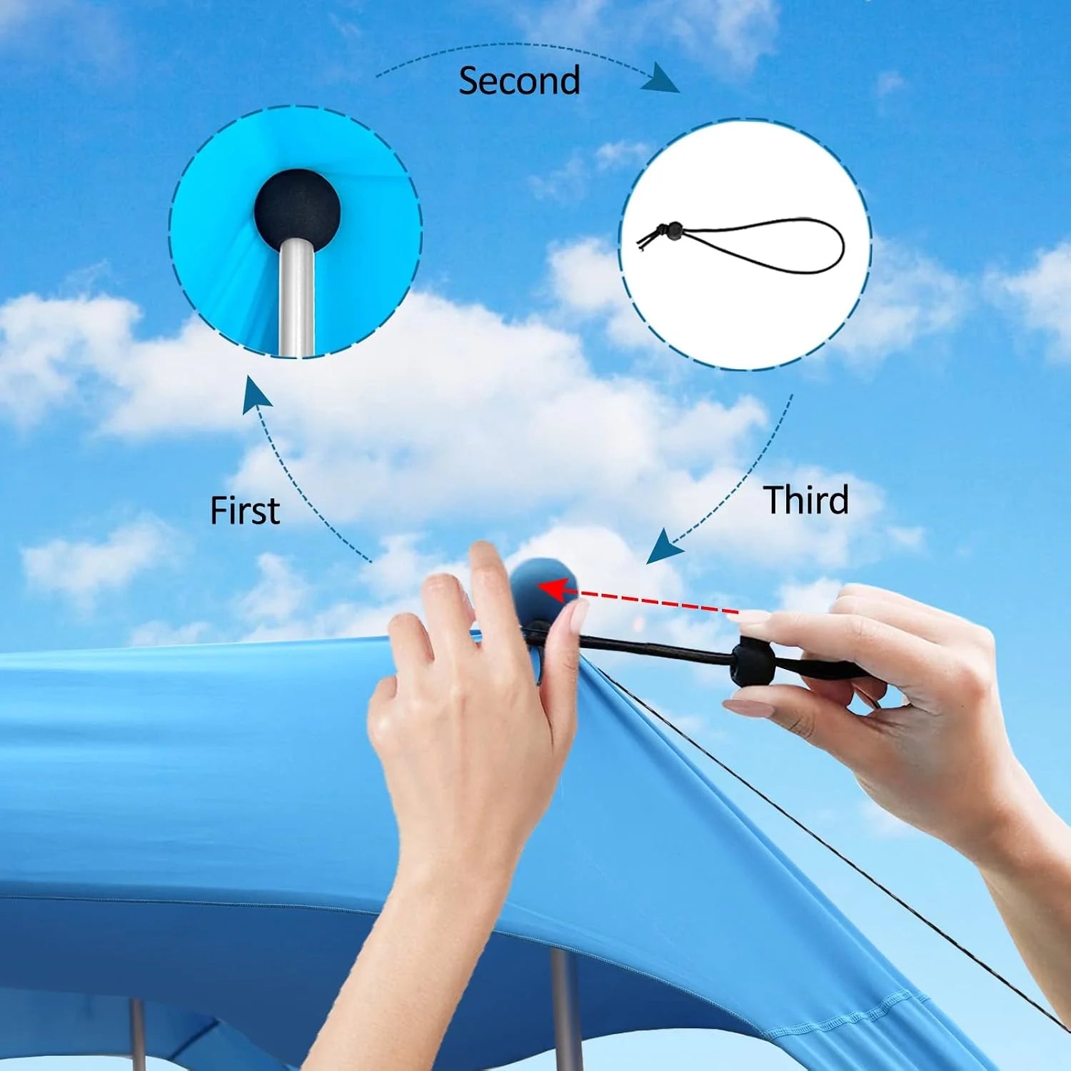 New Arrivals Beach Canopy Beach Tent UPF50+ 11×11 FT Easy to Setup Extra Windproof Rope Sun Shelter Beach Shade Canopy with 4 - Image 6