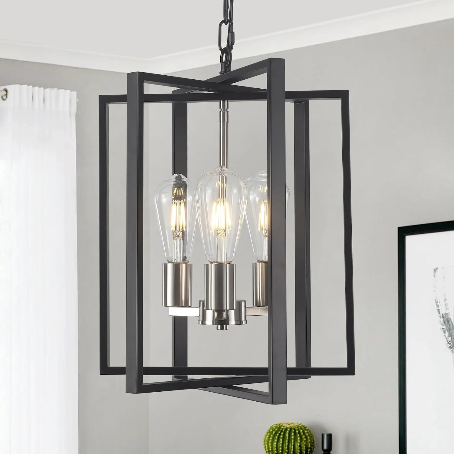 New Arrivals Black Farmhouse Modern Chandelier Light Fixture for Dining Room, 3 Light - Image 4