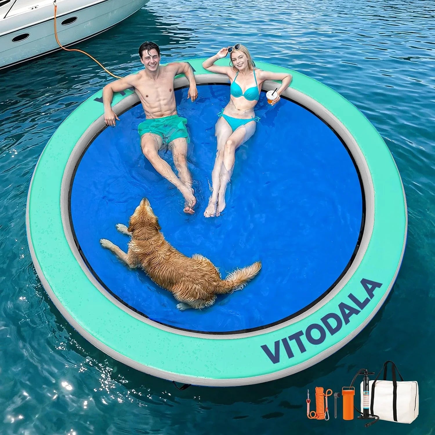 New Arrivals Water Hammock Heavy Duty, Large Pool Float Lake Floats for Adult, Round Inflatable Water Hammock - Image 3