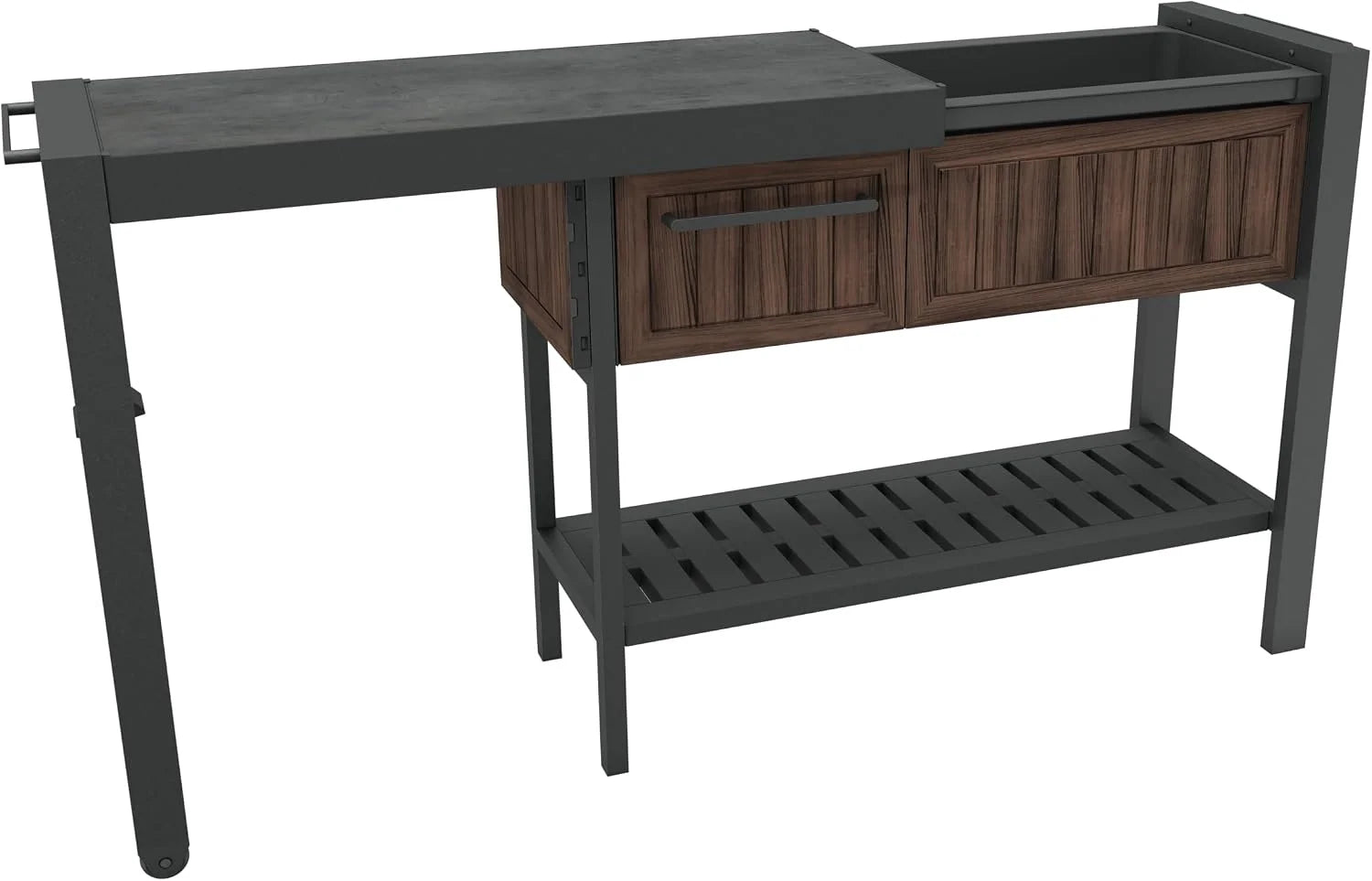 Keter Unity XL Outdoor Entertainment Cart with Wood鈥慙ook Finish, 78鈥慓allon Patio Storage Cabinet, Food Prep Station - Image 4