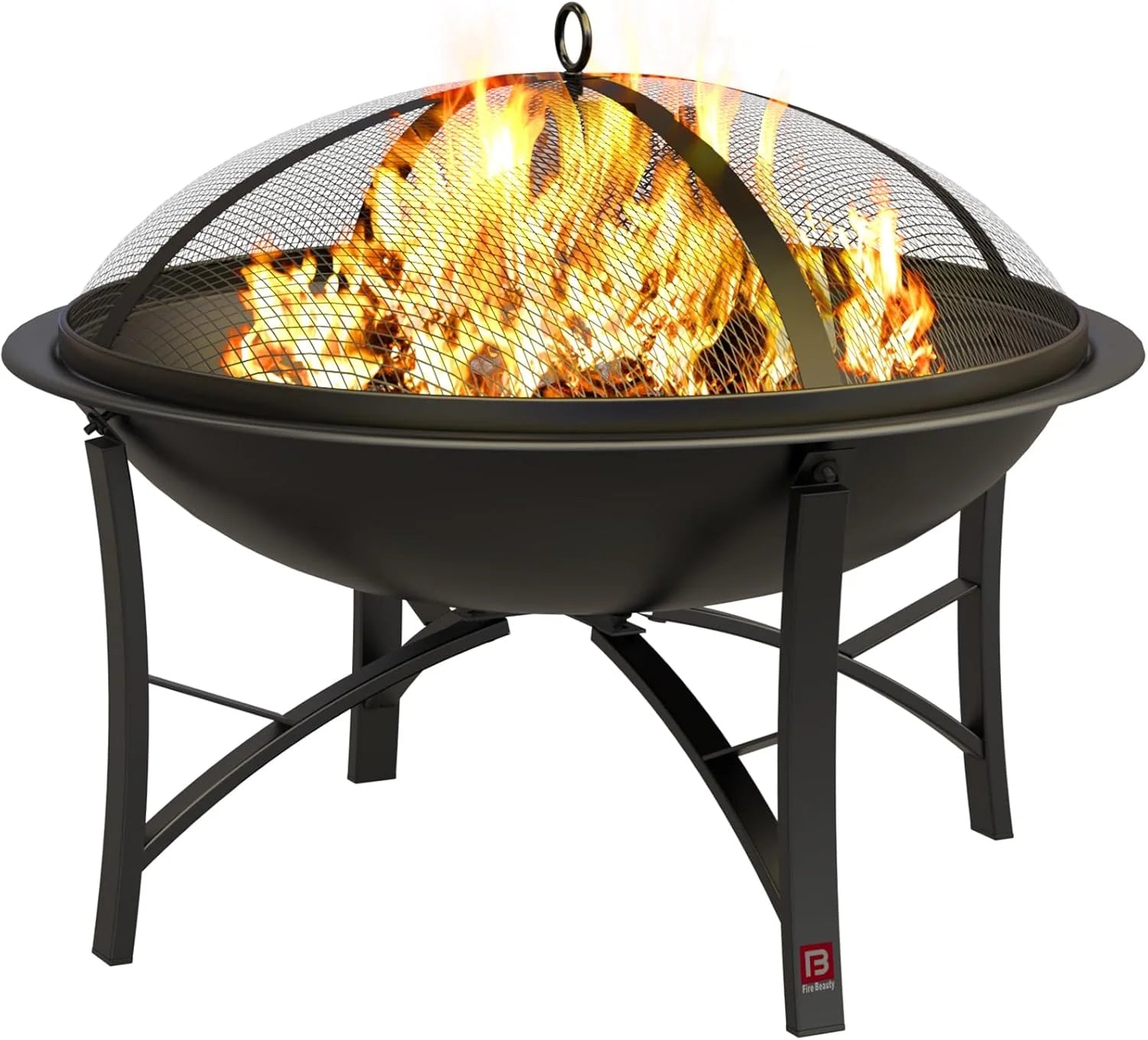 New Arrivals Beauty Fire Pit for Outside Wood Burning, BBQ Grill Steel Fire Bowl with Spark Screen Cover - Image 2