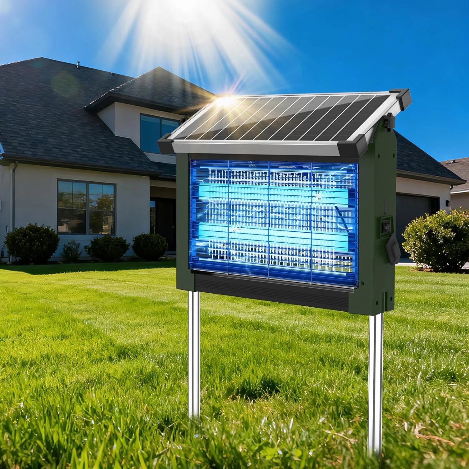 New Arrivals Solar Bug Zapper Outdoor, 4500V Mosquito Zapper Fly Trap for Patio, 10W Solar Panel, IPX5 Waterproof - Image 2