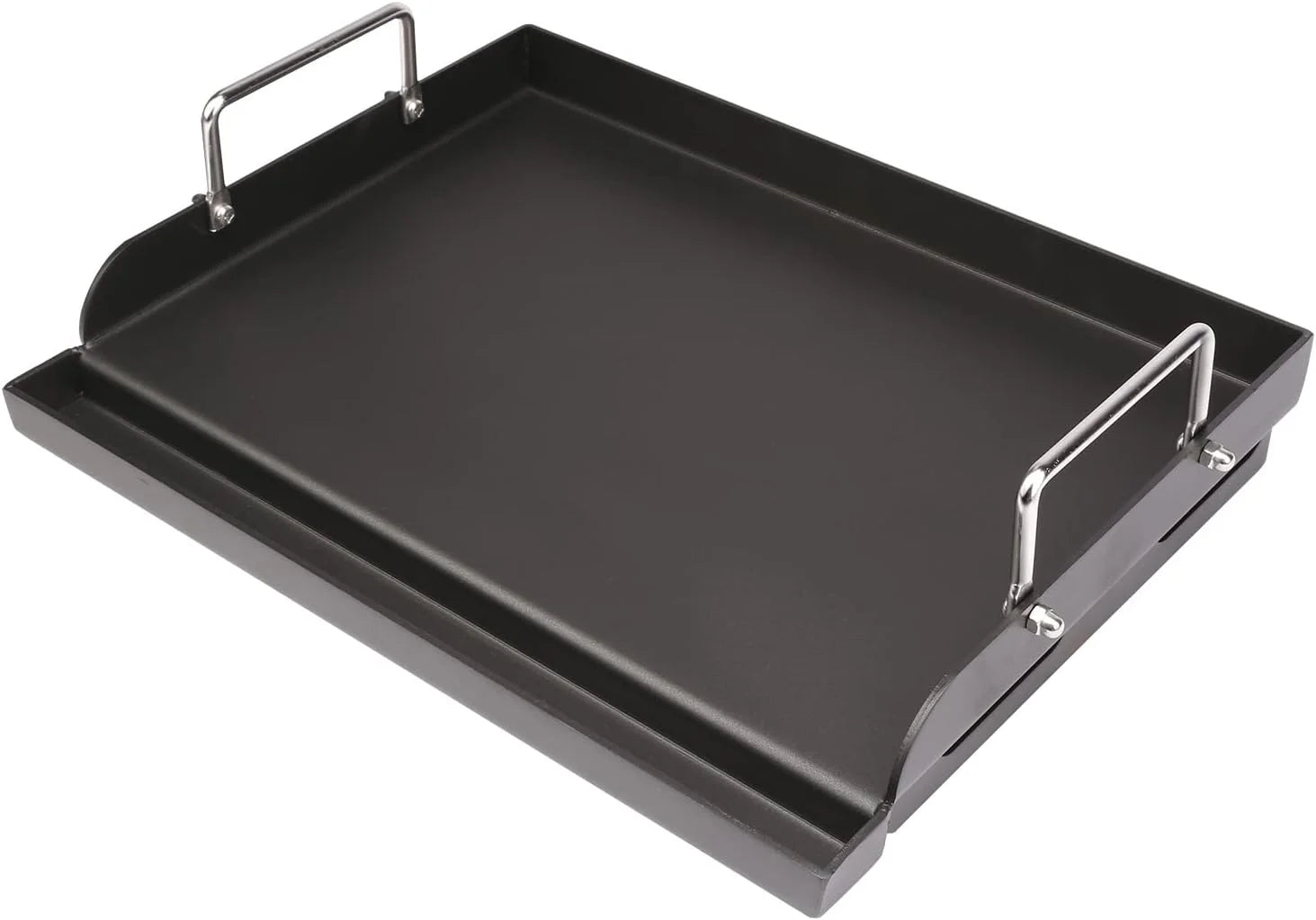 25 x 16 Pre-Seasoned Nonstick Cast Iron Griddle for Gas & Charcoal Grills, Universal Flat Top with Grease Groove