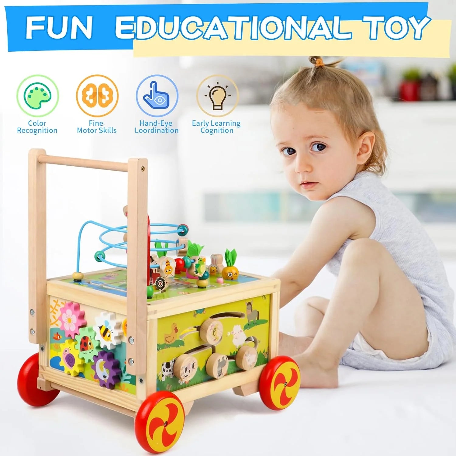 New Arrivals Activity Cube 7-in-1 Montessori Toy Multipurpose Educational Learning Toy for 1+ Year Old Baby Toddler Kid Boy – For Home Projects - Image 3