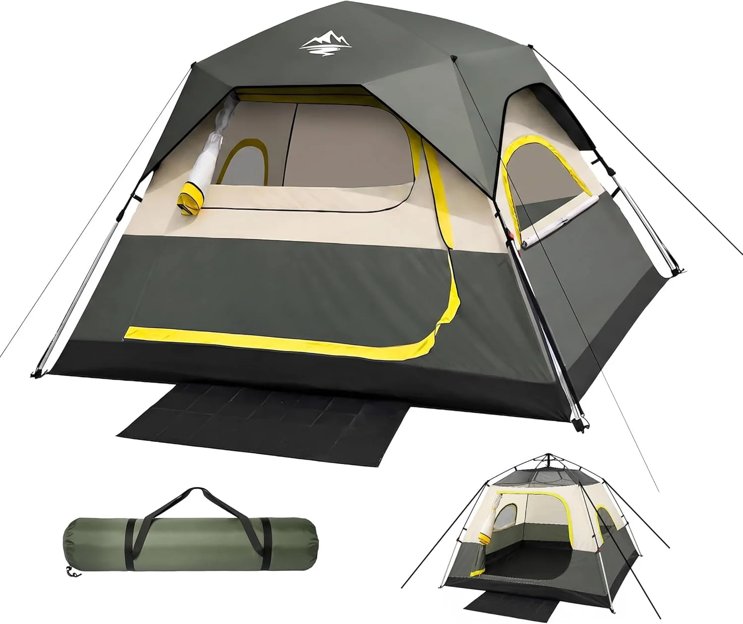 4 Person Instant Tents for Camping Setup in 50s, Cabin Tent with Rainfly, Waterproof Windproof Camping Tent bifanuoyard