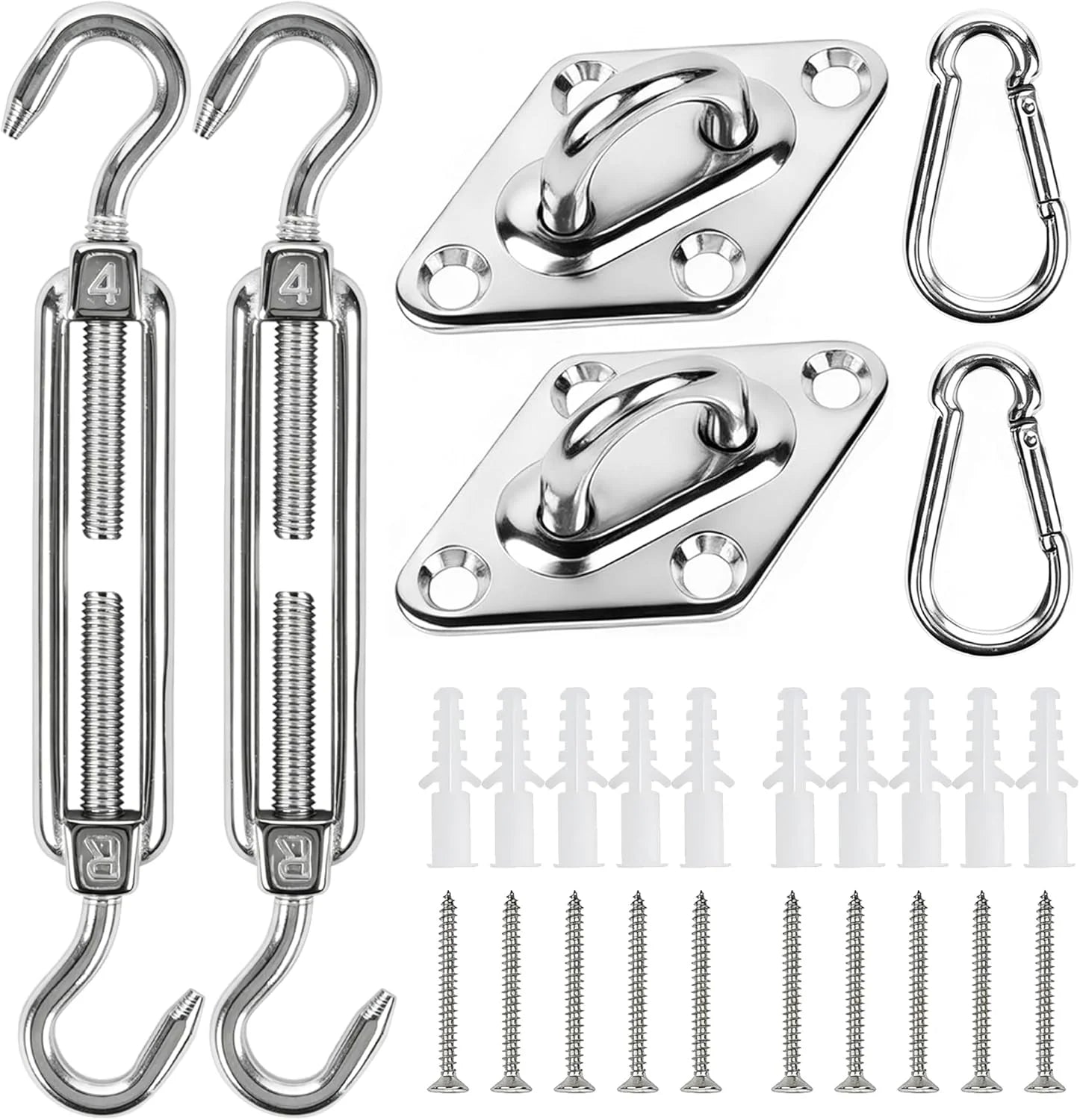 44 Pcs Shade Sail Hardware Kit 6 Inch Outdoor Sun Sail Accessories - Image 2