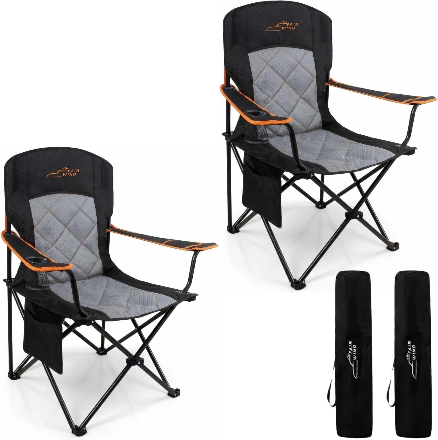 FAIR WIND Oversized Padded Camping Chair 2 Pack 350 LBS Capacity Heavy Duty Quad Chair with Lumbar-Support bifanuoyard - Image 3