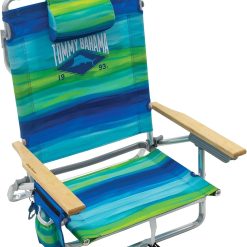 New Arrivals Bahama 5-Position Classic Lay Flat Folding Backpack Beach Chair, Aluminum, Red, White