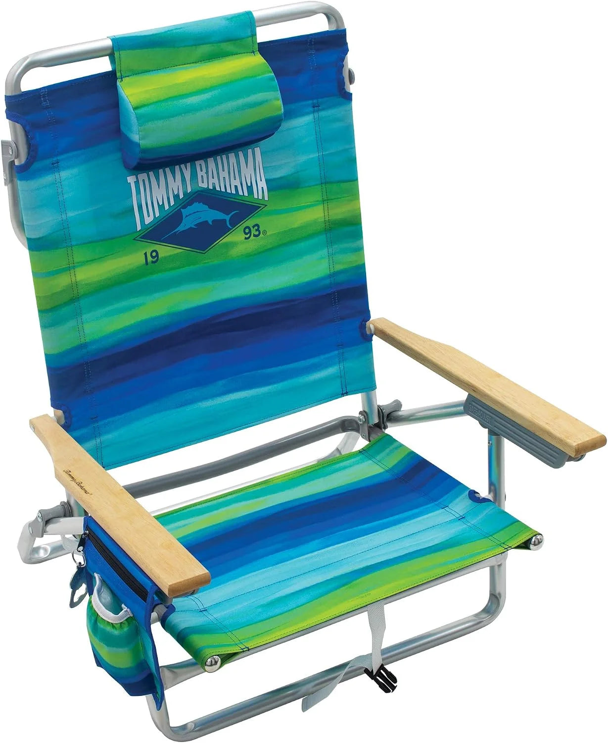 New Arrivals Bahama 5-Position Classic Lay Flat Folding Backpack Beach Chair, Aluminum, Red, White