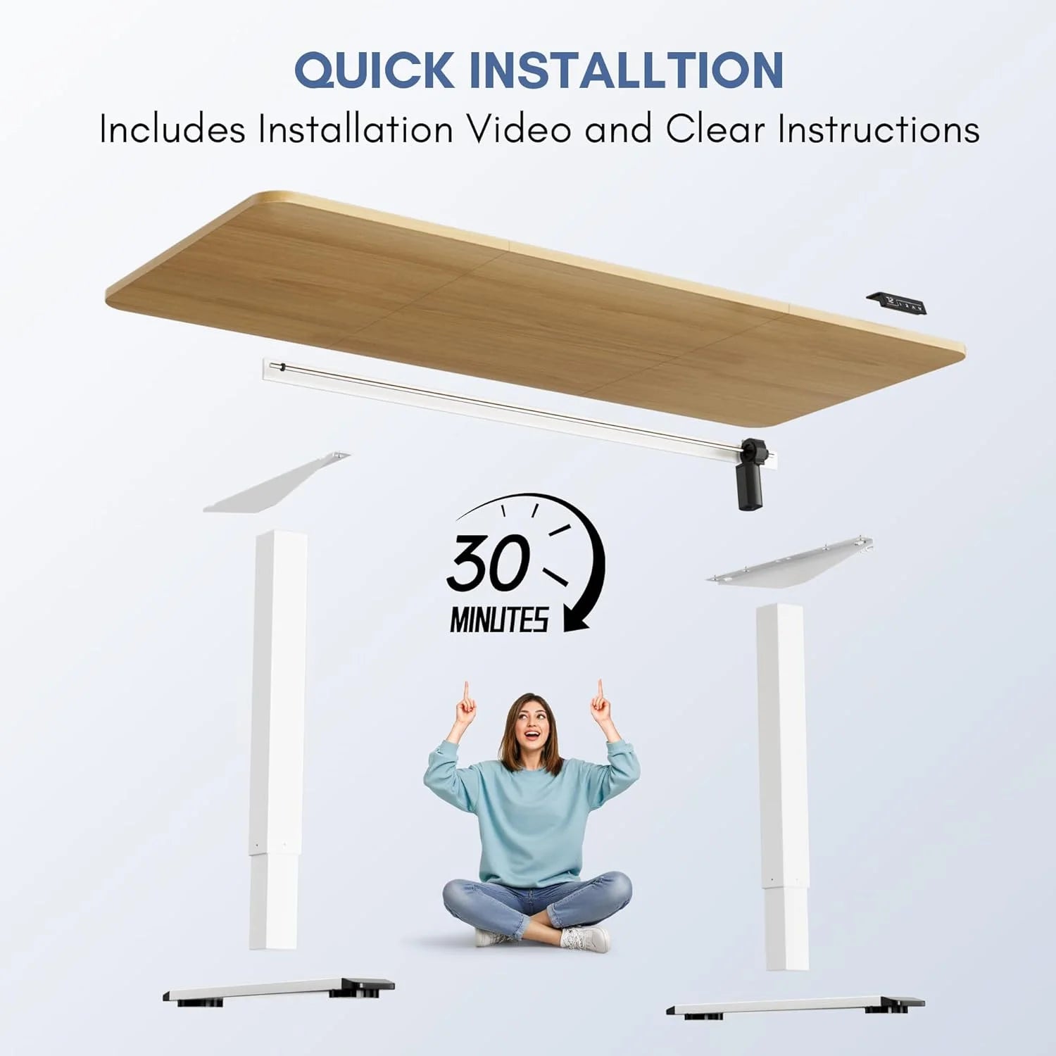 New Arrivals 55 x 24 Inches Electric Height Adjustable Standing Desk Large Sit Stand Up Desk Home Office Computer Desk Memory - Image 15