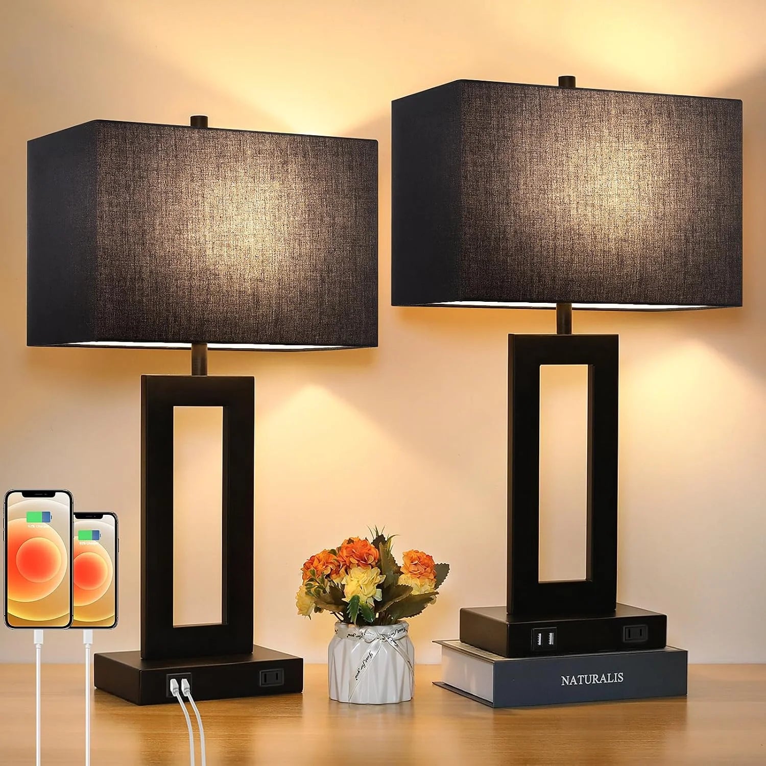 Set of 2 Touch Control Table Lamp with 2 USB Ports, Dimmable bifanuoyard - Image 8
