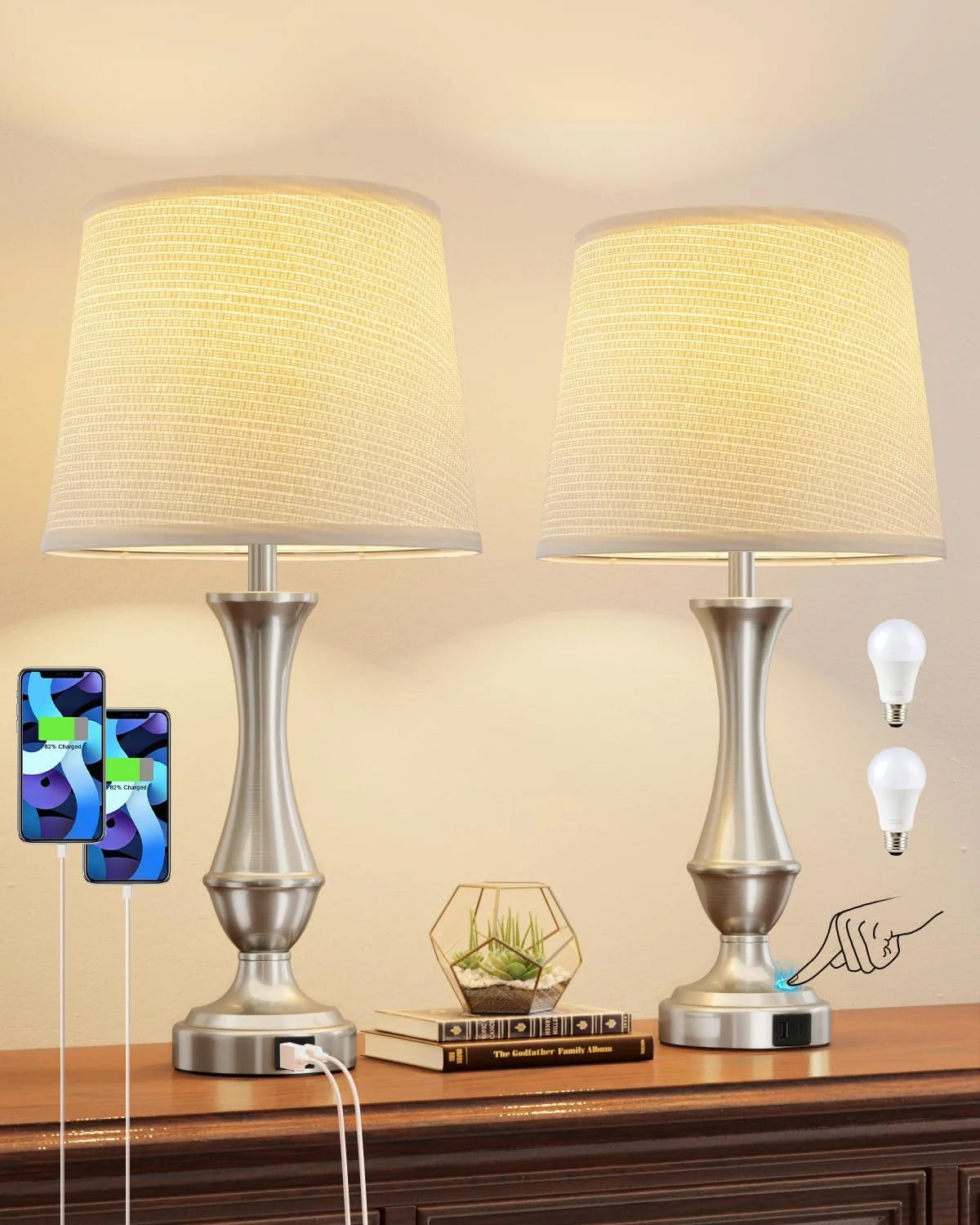 Seealle Touch Lamps for Nightstand, Dimmable, Bulb Included bifanuoyard - Image 12