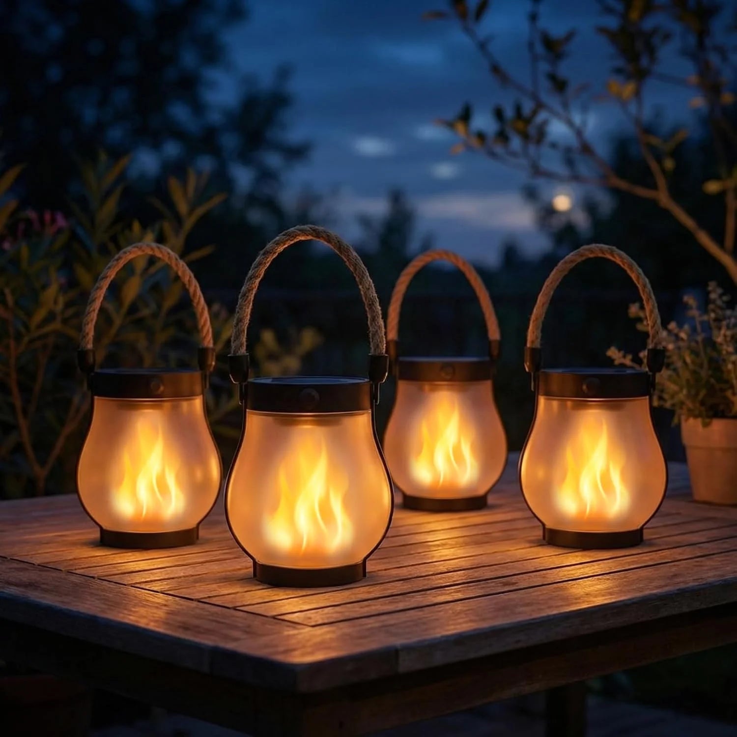 Solar Lanterns Outdoor Waterproof 4 Pack, Outdoor Solar Lanterns with Flickering Flame Effect bifanuoyard - Image 3