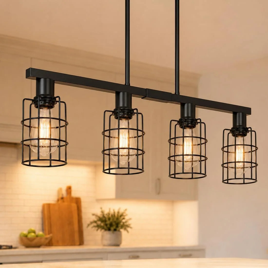 New Arrivals Kitchen Island Lighting, Farmhouse Chandelier with Adjustable Height & Clear Glass Shades - Image 5