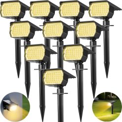 New Arrivals Solar Spot Lights Outdoor 10 Pack, [46 LED/3 Modes] Solar Landscape Spotlights Waterproof