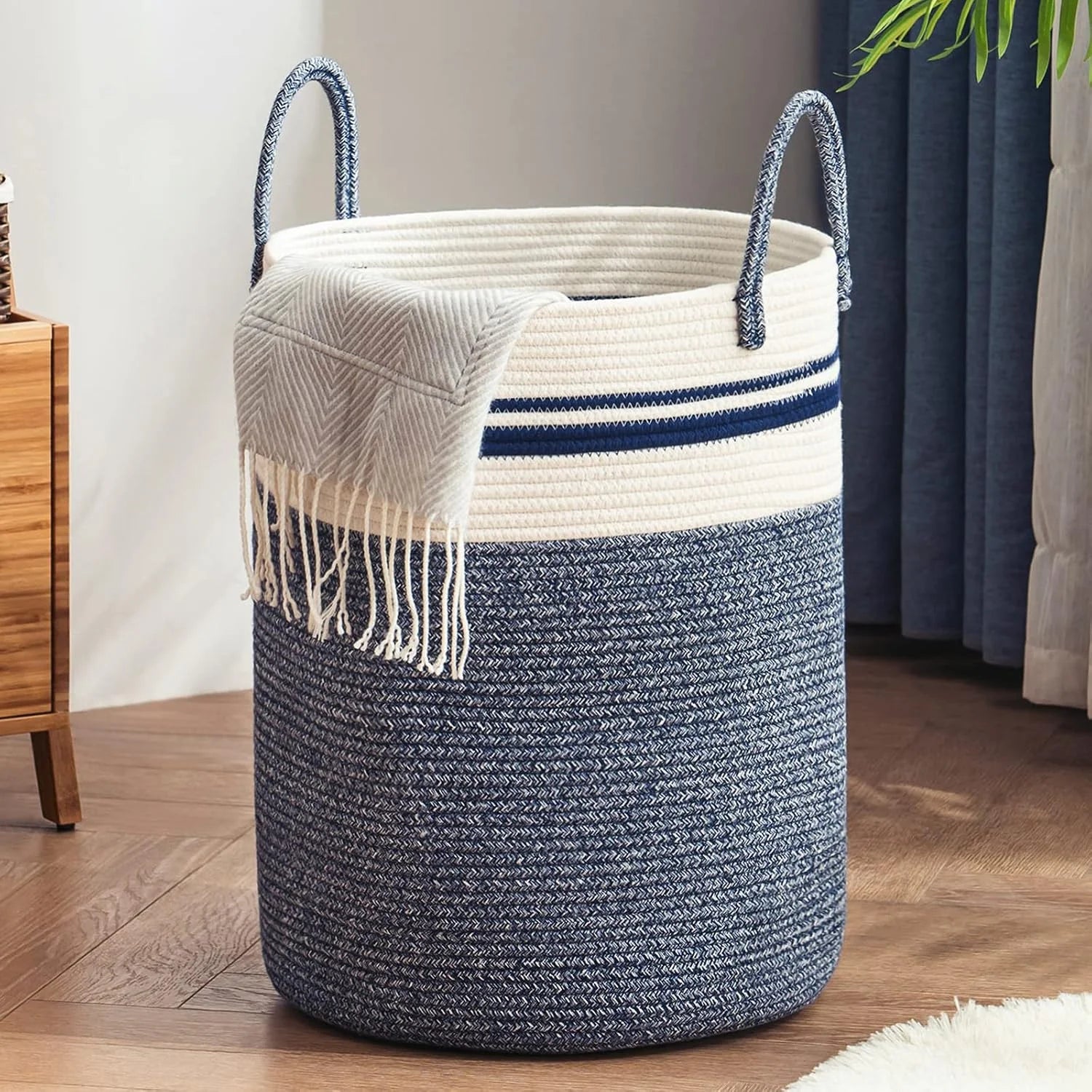 YOUDENOVA Jute Rope Laundry Hamper Basket, 58L Blanket Basket for Nursery, Large Woven Laundry Hamper with Sturdy bifanuoyard - Image 13