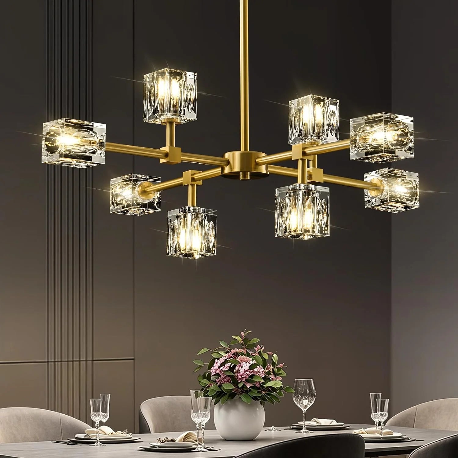 New Arrivals Crystal Semi Flush Ceiling: Dining Room Bathroom Bedroom Chandelier - Image 4