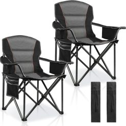 New Arrivals 2 Pack Padded Oversized Camping Chairs for Adults, Heavy Duty Support 400 Lbs, Folding Portable Lawn Chair