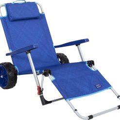Mac Sports Beach Day Foldable Chaise Lounge Chair with Integrated Wagon Pull Cart Combination and Heavy Wheels bifanuoyard