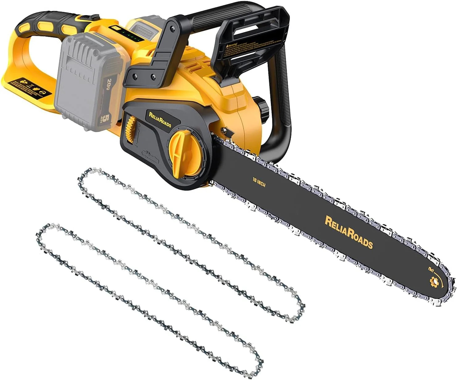 ReliaRoads 16-Inch Brushless Chainsaw, 40V (2 x 20V MAX) Cordless Battery Powered Chain Saw Kit (Includes 2 Chains) Compatible DeWALT Battery - Image 2