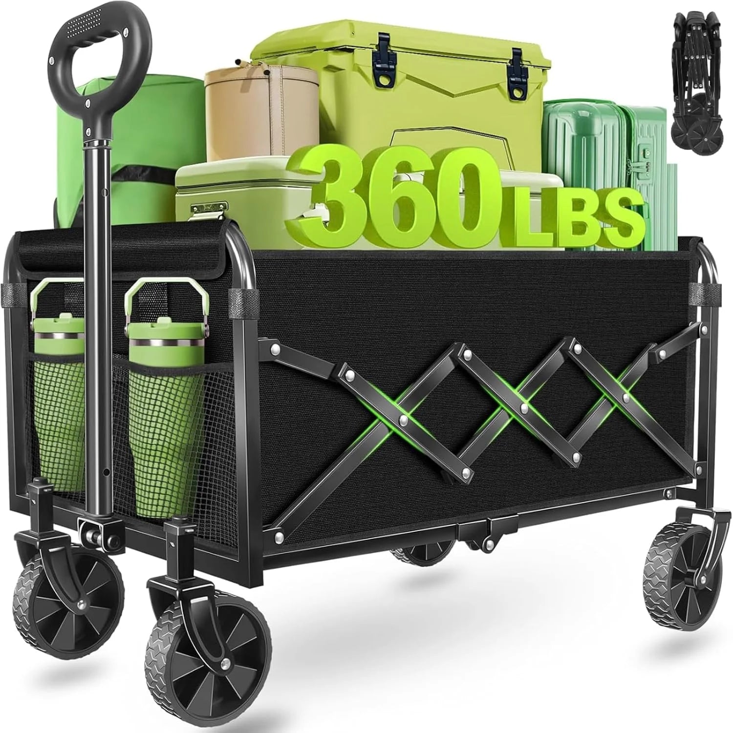 Collapsible Wagons Carts Foldable, 500LBS Heavy Duty Wagon Cart Foldable