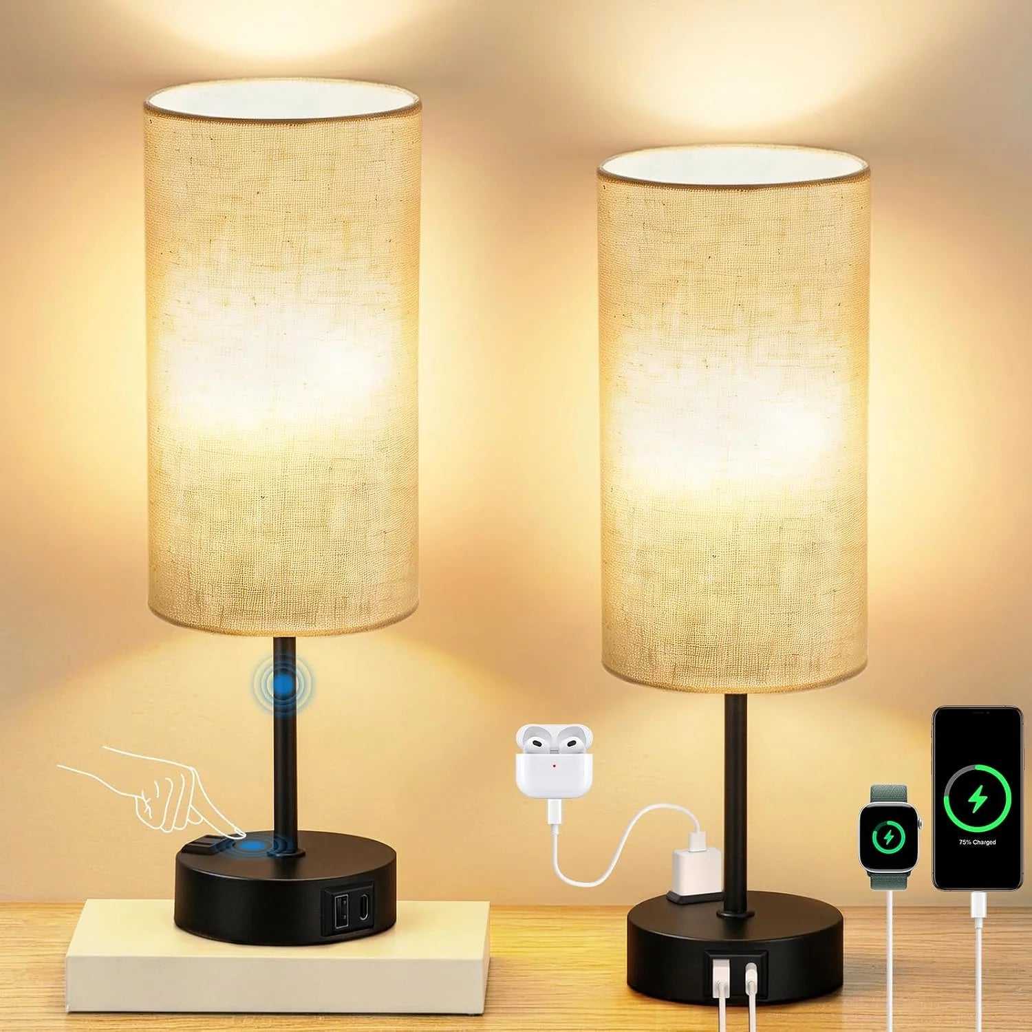 Fitfull 2-Pack Table Lamps, Dimmable bifanuoyard - Image 9
