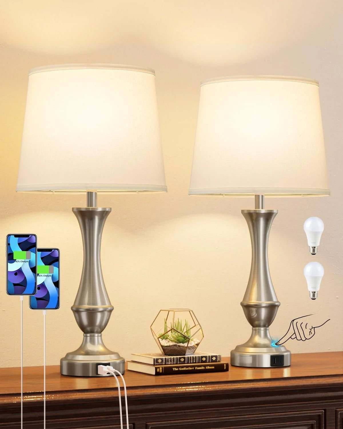 Seealle Touch Lamps for Nightstand, Dimmable, Bulb Included bifanuoyard - Image 7
