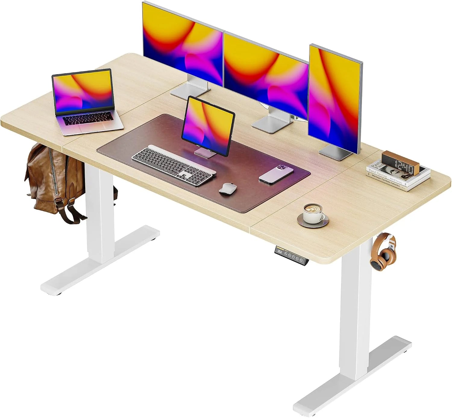 New Arrivals 55 x 28 Large Electric Standing Desk, Height Adjustable Computer Desk, 27.6 Deep Desktop - Image 9