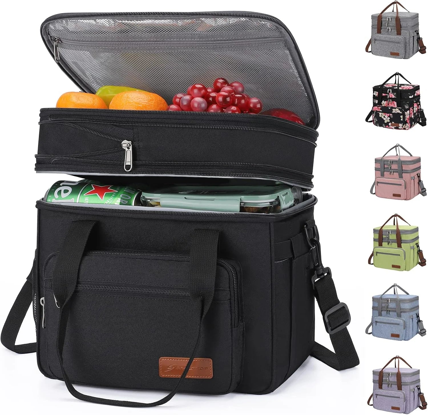 New Arrivals 23L Insulated Lunch Box, Expandable Double Deck Cooler Bag - Image 6