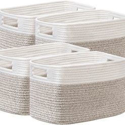 2 Pack Storage Baskets for Organizing, Large Woven Storage Basket, White&Brown bifanuoyard