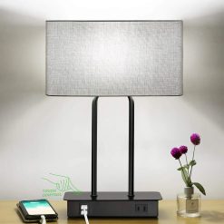 Lakumu Bedside Touch Control Table Lamps with Dual USB Charging Ports 1 AC Outlet, Dimmable bifanuoyard
