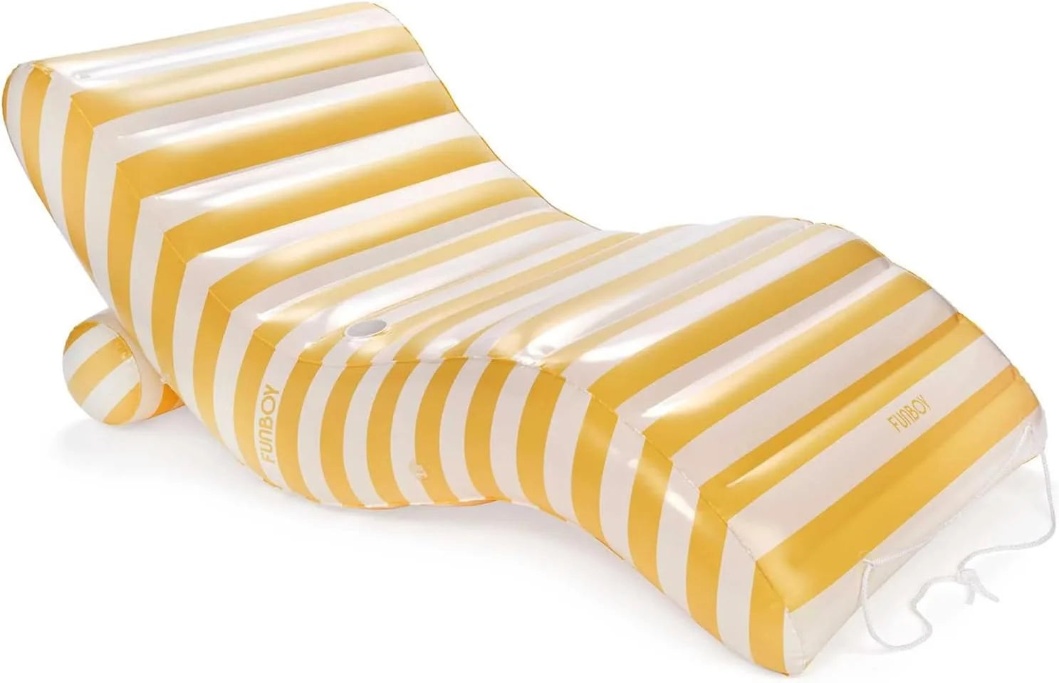 New Arrivals Giant Yellow & White Cabana Inflatable Chaise Lounger Pool Float, Chair Pool Float, Nearly 6 Feet Long - Image 2