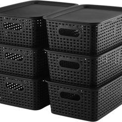 Storage Bins Plastic Storage Baskets With Lid Small Baskets for Organizing Stackable Storage Container Organizer bifanuoyard