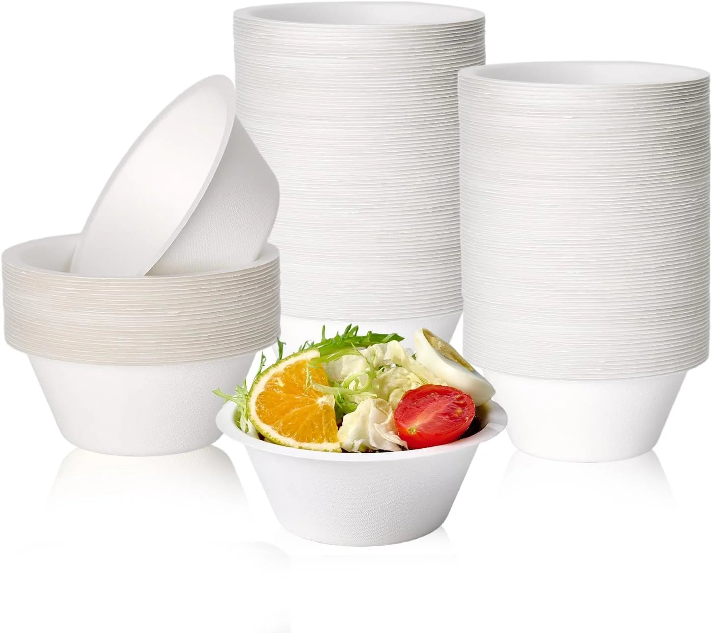 150 Pack 12 oz Compostable Paper Bowls Disposable, White