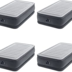 64417ED 22in Queen Dura-Beam Comfort Plush High-Rise Inflatable Air Mattress with Built in Pump for Travel