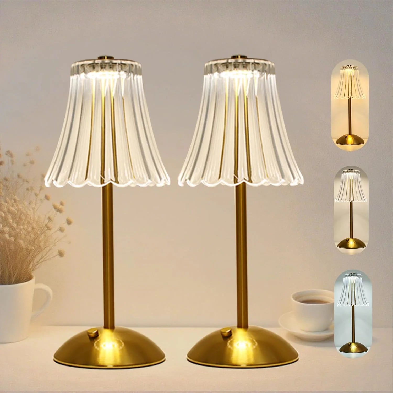 2 Pcs Cordless Rechargeable Table Lamp, Dimmable, 3-Color Temperature bifanuoyard - Image 2