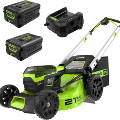 60V 21in Brushless Self-Propelled Cordless Lawn Mower, 2 x 4.0Ah Batteries (3/4 Acre, Rapid Charger, 4-in-1 – For Lawn Care