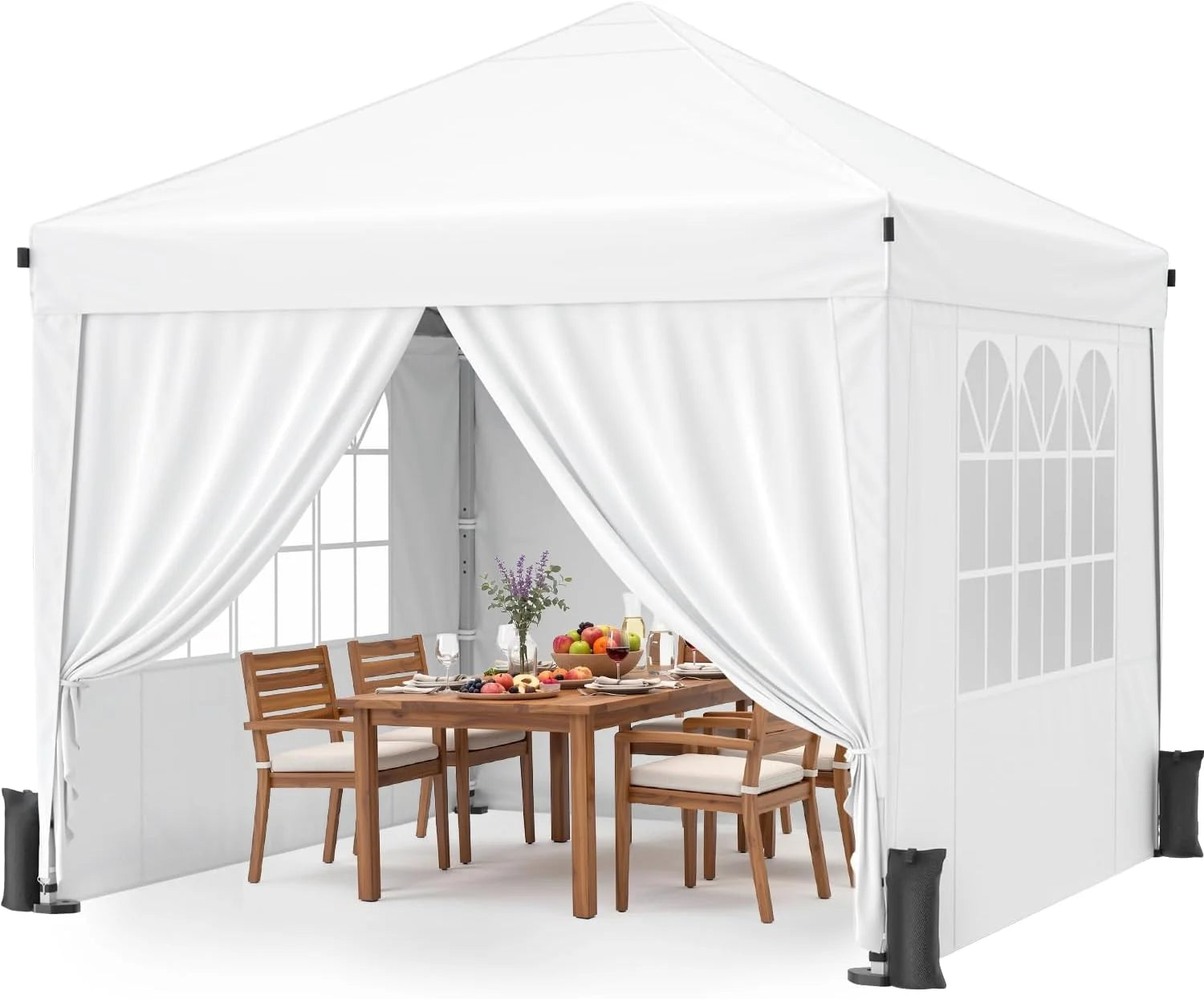 Vinabilia 10x10 Pop Up Canopy Tent with One-Push Center Lock,White - Image 5