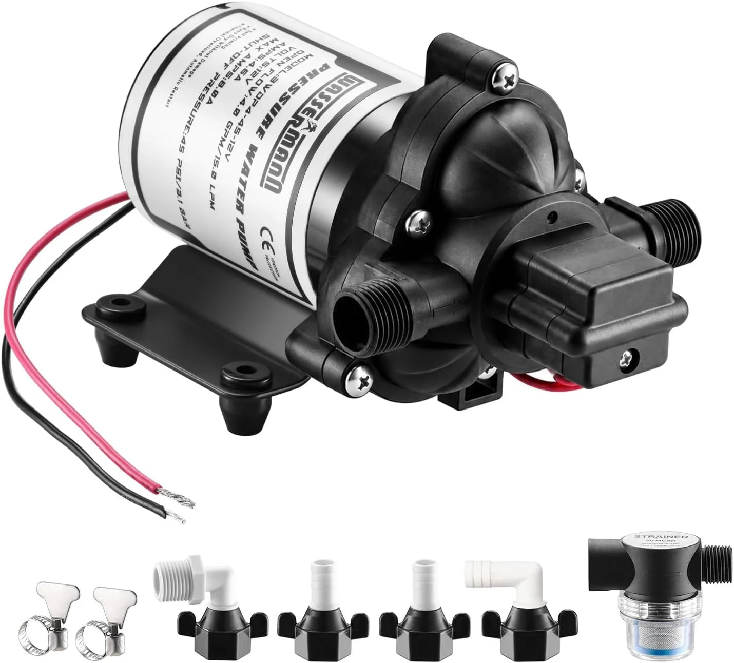 WASSERMANN RV Pump, 12V Self-priming RV Water Pressure Pump 4.0GPM 45PSI with Pressure Switch bifanuoyard - Image 7