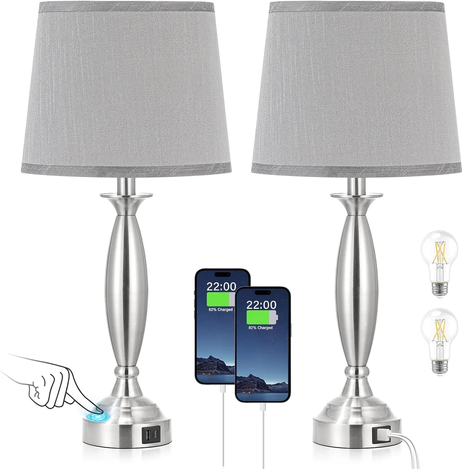 Seealle Touch Bedside Lamps for Nightstand Set of 2, Dimmable, Bulb Included bifanuoyard - Image 3