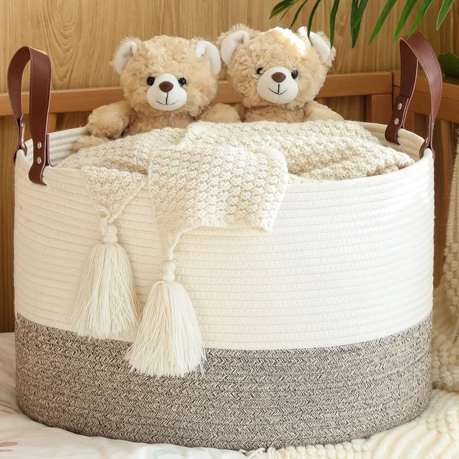 Large Blanket Basket with Handles, Storage Basket for Living Room, Extra Large Capacity, Blanket Storage, Laundry bifanuoyard - Image 16