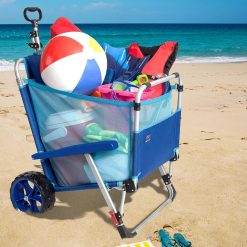 Alternative view of Mac Sports Beach Day Foldable Chaise Lounge Chair with Integrated Wagon Pull Cart Combination and Heavy Wheels bifanuoyard
