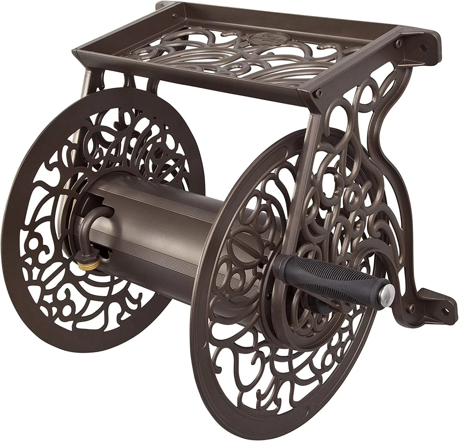 New Arrivals Liberty GARDEN 704 Decorative Cast Aluminum Wall Mount Garden Hose Reel, Holds 125-Feet of 5/8-Inch Hose " Bronze bifanuoyard
