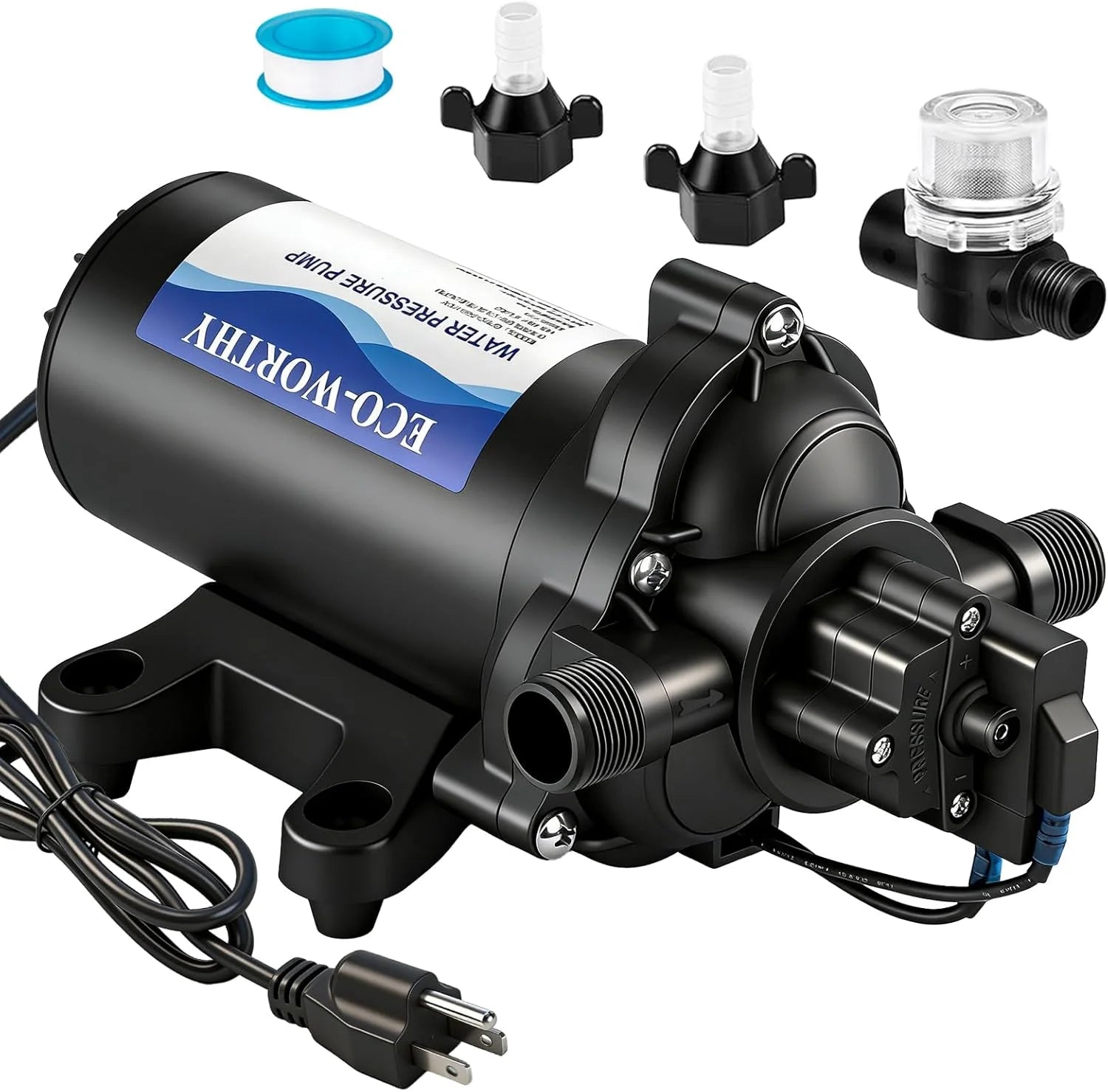 New Arrivals 33-Series Industrial Water Pressure Pump 110V AC 4.0GPM 50PSI RV Fresh Water Diaphragm Pump include Garden - Image 7
