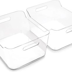 Plastic Storage Bins, Large, 2 Pack, Clear, Pantry Organizers and Storage Containers, Fridge Organizer Bins bifanuoyard