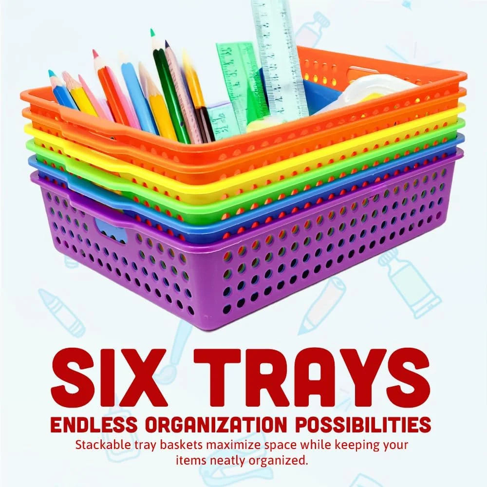 New Arrivals Colorful Plastic Classroom Storage Bins 13.75 X 10.25 for Organizing A4 Papers Trays, Turn In Containers - Image 2
