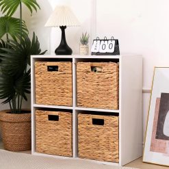 Alternative view of Storage Basket Set of 2 Foldable Hyacinth Storage Box, Handmade Woven Basket for Closet, Shelf Organization