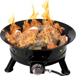 Alternative view of Flame King Smokeless Propane Fire Pit, 24-inch Portable Firebowl, 58K BTU with Self Igniter, Cover, & Carry Straps for RV