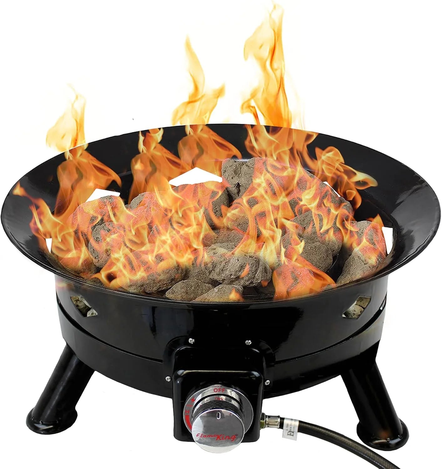 Flame King Smokeless Propane Fire Pit, 24-inch Portable Firebowl, 58K BTU with Self Igniter, Cover, & Carry Straps for RV - Image 2